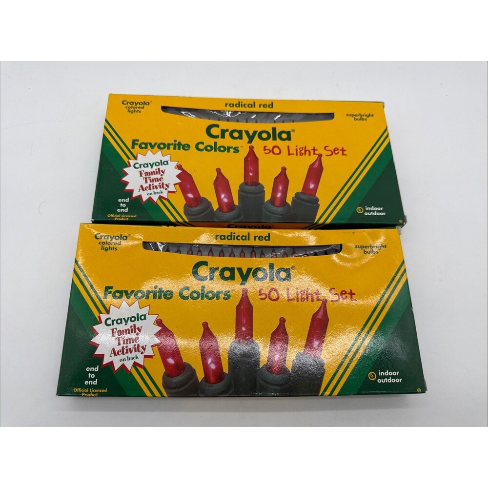 VTG Crayola Favorite Colors String Lights 50ct Radical Red In/Outdoor Works 2ct